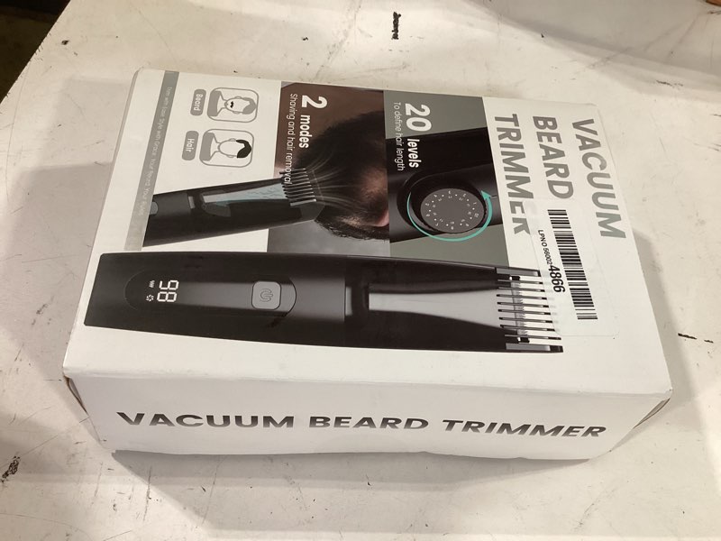 Condition photo showing As Is for vacuum beard trimmer for men, no mess trimming, 40 adjustable lengths dial, smooth ceramic blade for sensitive skin, waterproof wet/dry, led display, usb-c grooming kit matte black