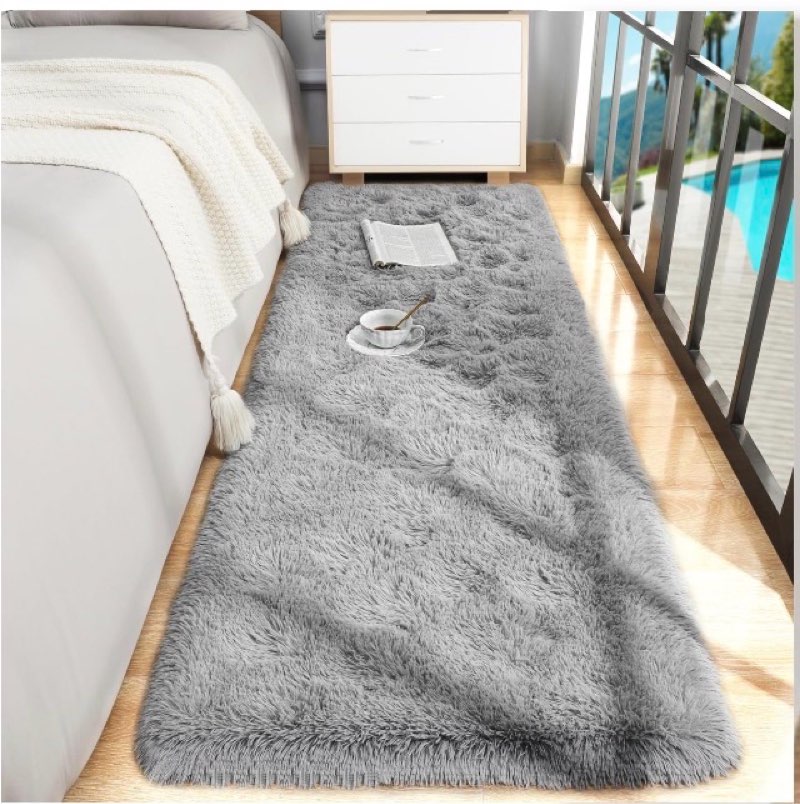 Product similar, Soft Runner Rug for Bedroom Living Room, 2x6 Feet Fluffy Area Rugs Shag Bedside Rug for Kids Nursery Room Plush Shaggy Dorm Hallway Rugs with Non-Slip Bottom Home Decor Carpet, Black