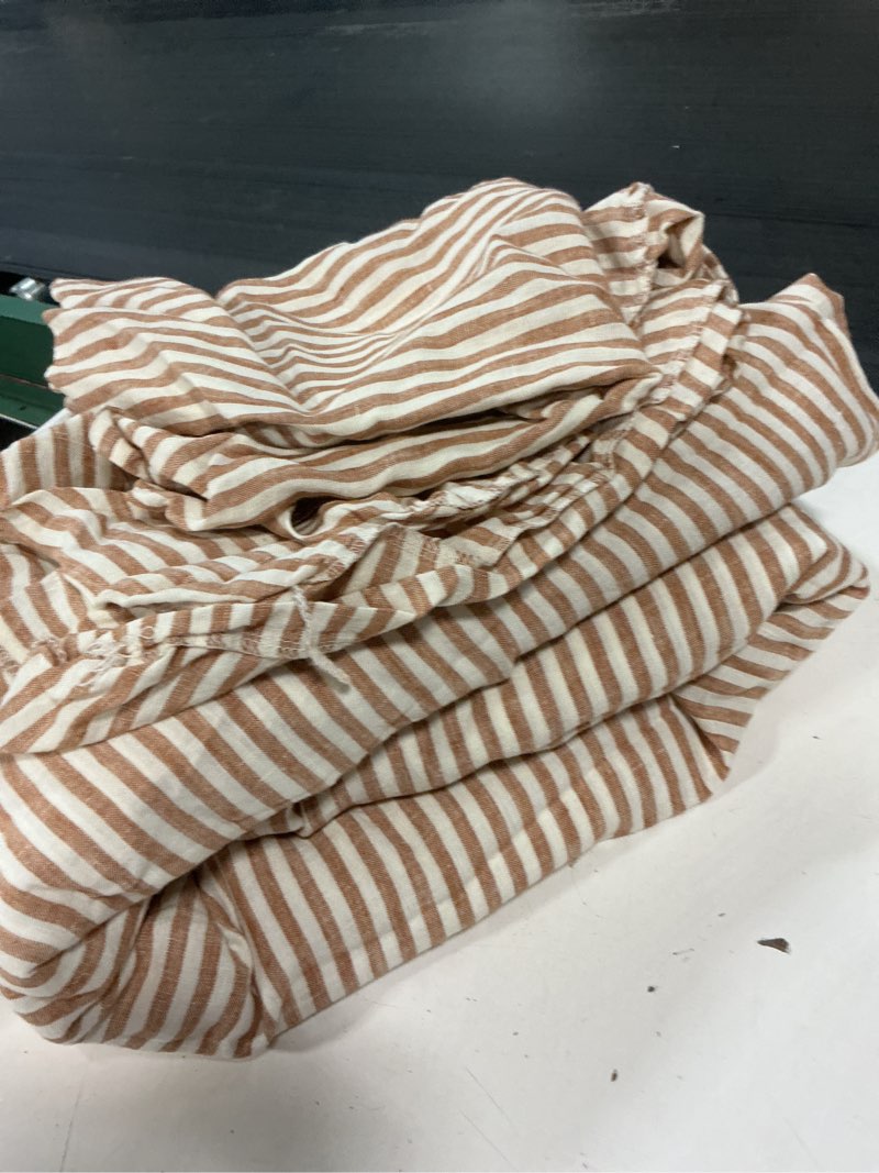 Condition photo showing Good Condition for european linen stripe duvet cover set, full/queen, terracotta/white stripe
