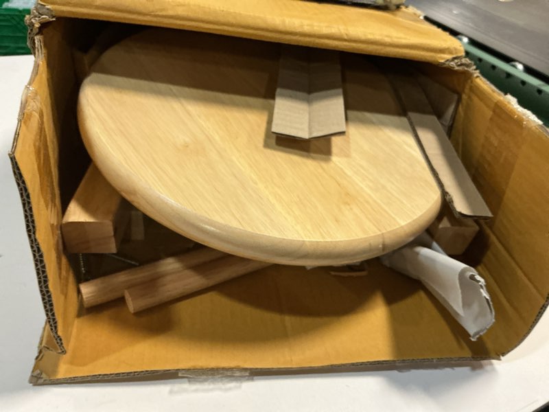 Condition photo showing As Is for mainstays 2-pack 24" backless wood counter stools, natural finish