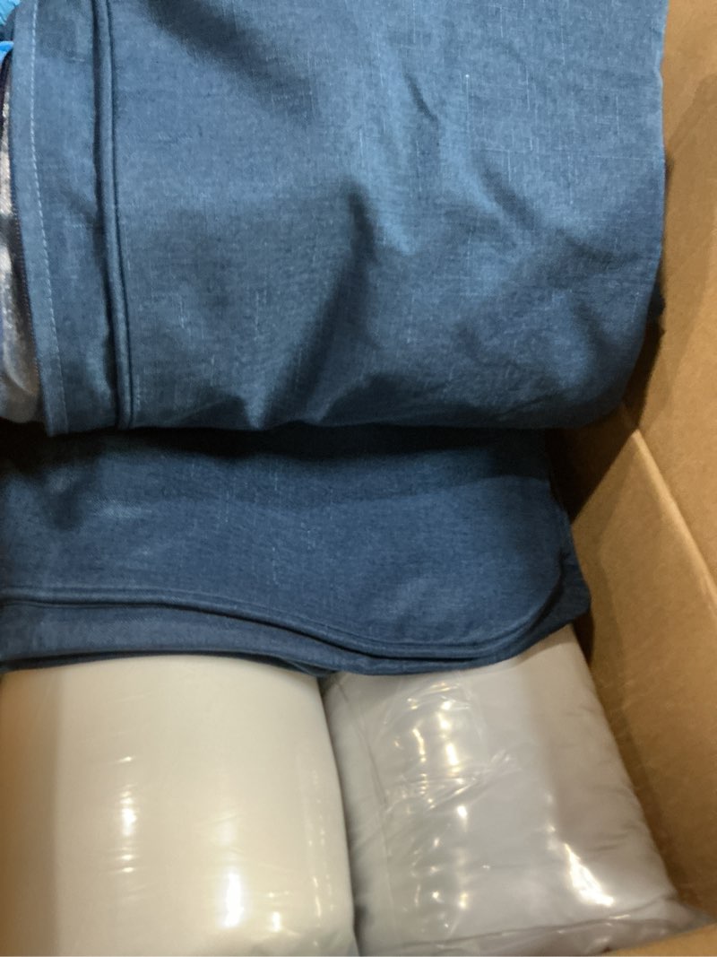Condition photo showing New/Like New for summsun faux linen outdoor chair cushions, water resistant backrest and deep seat cushion set with removable cover, straps, non-slip bottom for patio furniture, 22 x 22 inch, teal, set of 4 teal 4p/22*22 + 22*20 inch