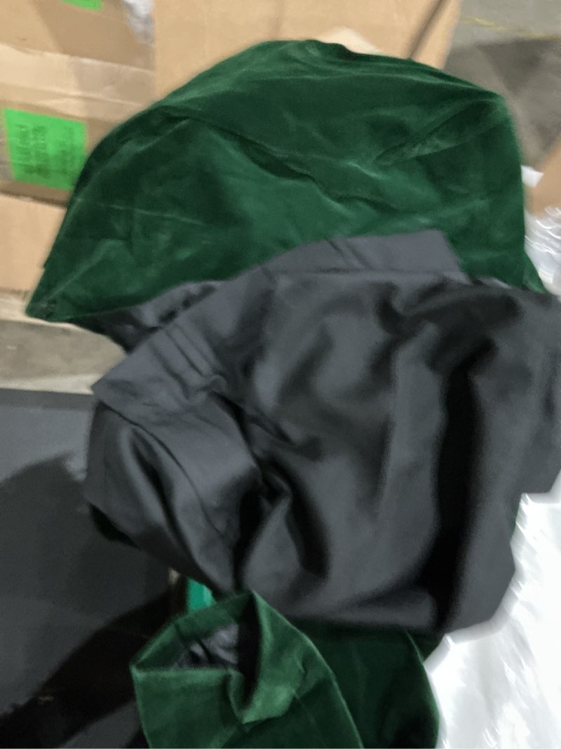 Condition photo showing As Is for lars amadeus men's one button party prom tuxedo velvet suit blazer dark