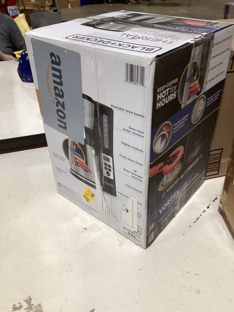 Condition photo showing New/Like New for black+decker 12 cup thermal programmable coffee maker with brew strength and vortex technology, black/steel, cm2046s