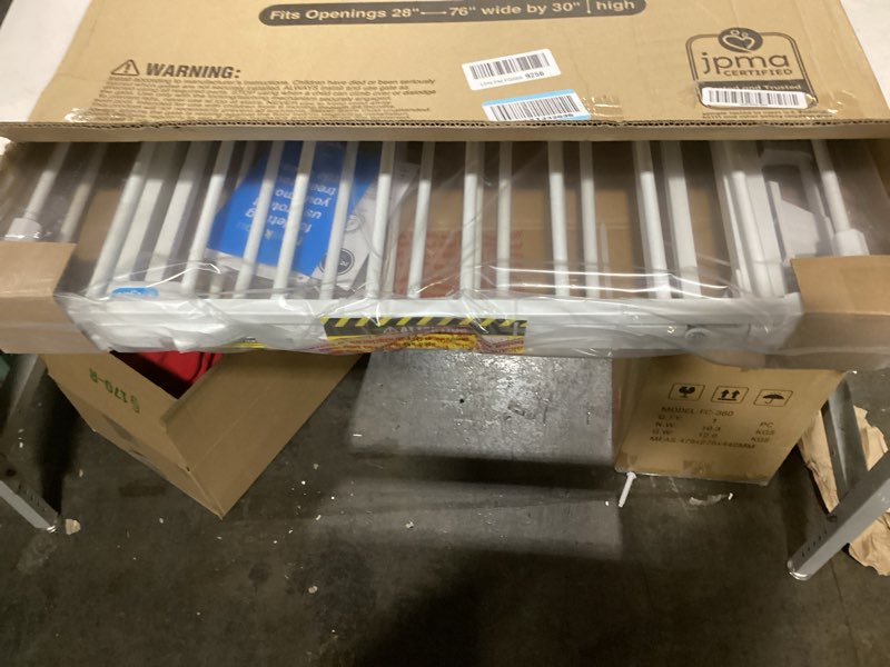 Condition photo showing New/Like New for Regalo 76 Inch Super Wide Configurable Baby Gate, Includes 4 Pack of Wall Mounts and Hardware 28-76"W x 30"H White