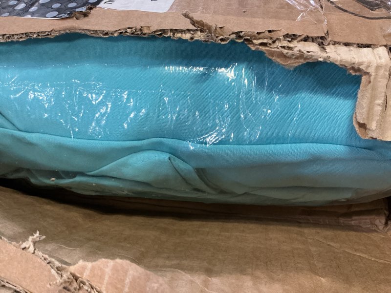 Condition photo showing Good Condition for kiss the water 6.5' x 10' patio umbrella, rectangular outdoor umbrella, metal pole pool umbrella with crank and push button tilt, large patio umbrella with polyester canopy (aqua blue)