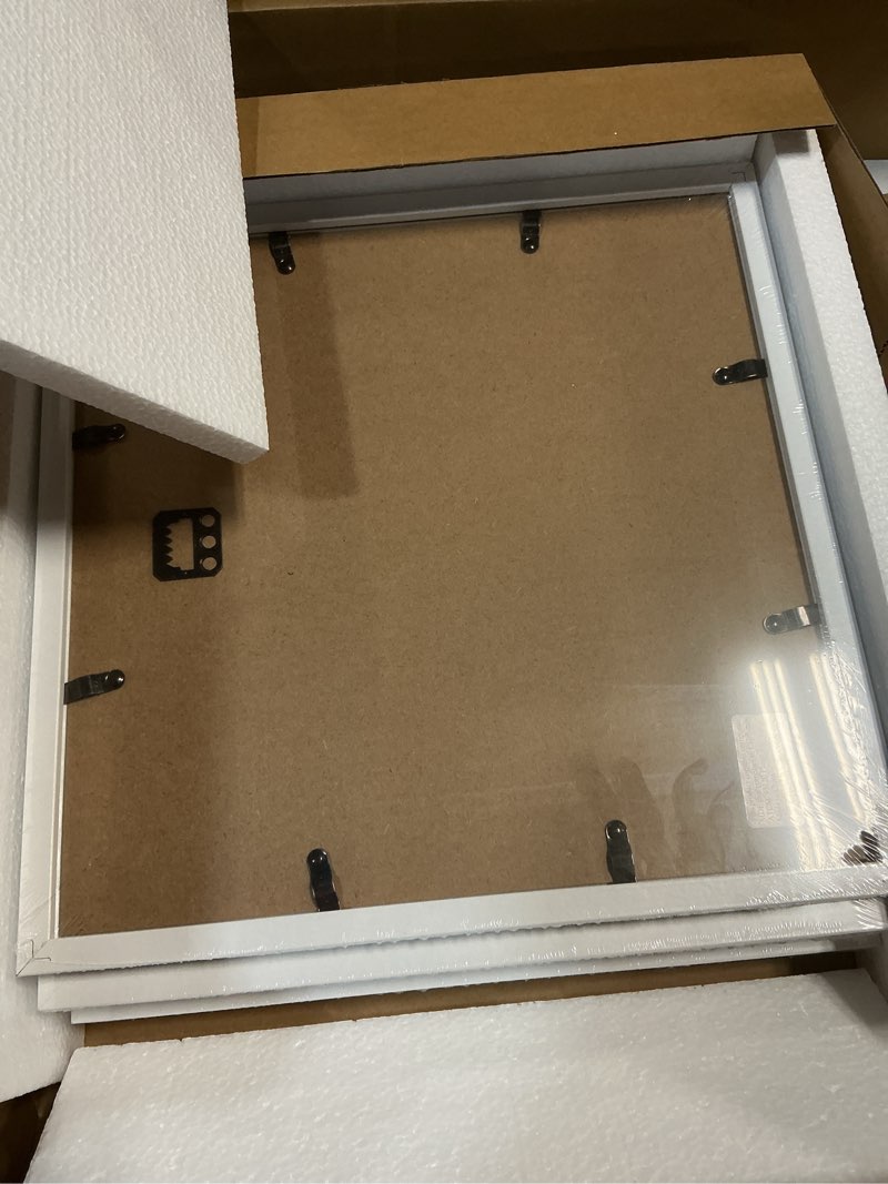 Condition photo showing New/Like New for An&He 11x11 Picture Frames Set of 4, Displays 8x8 with Mat or 11x11 Without Mat Photos, Square Collage Wall Decor for Gallery, Wall Decor, White White-4 11x11