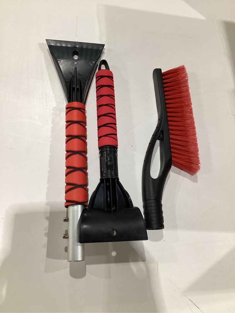 Condition photo showing Good Condition for 27\" Car Snow Brush and Ice Scrapers for Car Windshield, 2-in-1 Detachable Ice Scraper and Brush for Car with Ergonomic Foam Handle, Suitable for Cars, Trucks, SUVs 27in, USED, RED