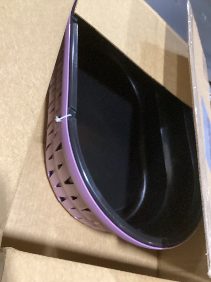 Condition photo showing As Is for petmate top load plastic cat kennel for small dogs, puppies & cat carriers, one-door, top loading, made in usa, 19" for pets up tp 10 lb, purple one-door 19.0"l x 12.5"w x 10.8"h purple