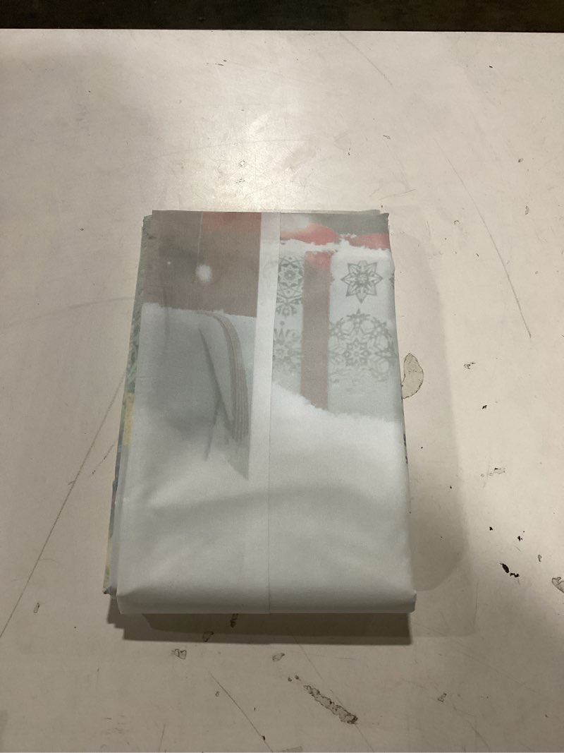 Condition photo showing As Is for CYLYH 8x8FT Christmas Backdrop Barn Wood Door Photography Backdrop Xmas Tree Snow Gift Wall Floor Party Photo Background for Holiday New Year Party Banner Christmas Family Party Supplies
