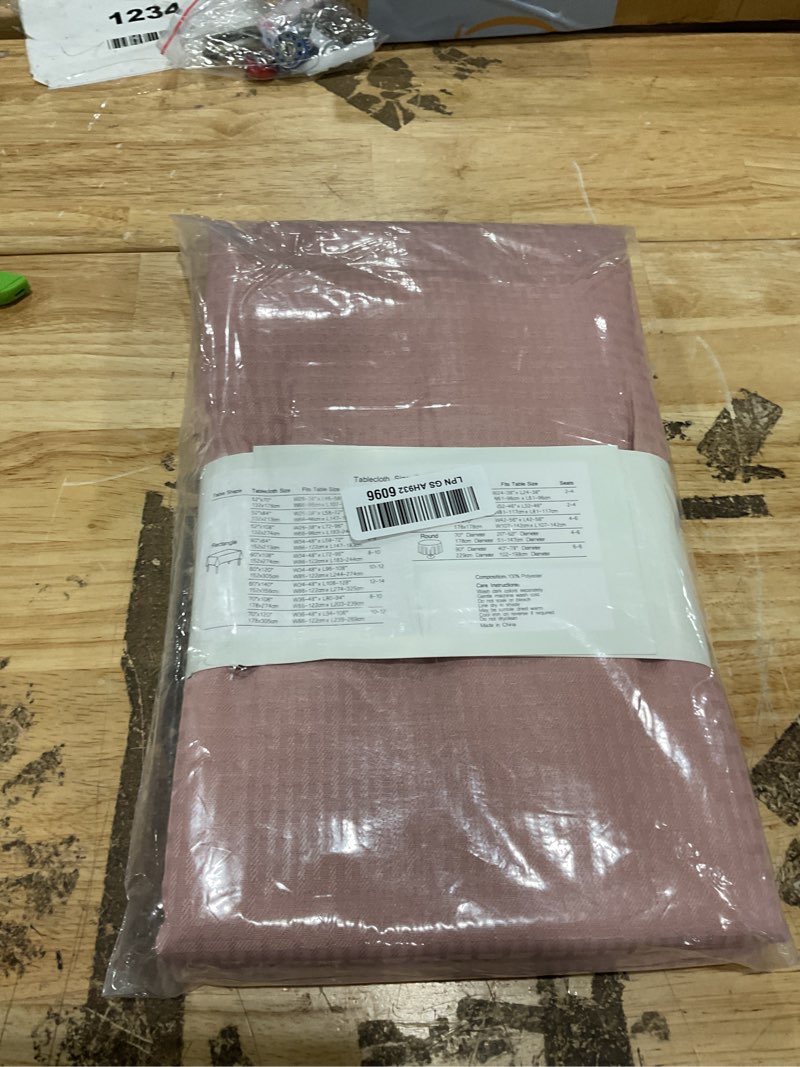 Condition photo showing New/Like New for maxmill tablecloth weaved texture stain resistant waterproof, wrinkle resistant washable table cloth, fabric table cover for dining room, indoor outdoor use, rectangle 60 x 120 inch, pale blush 120" x 60" (rectangular) pale blush
