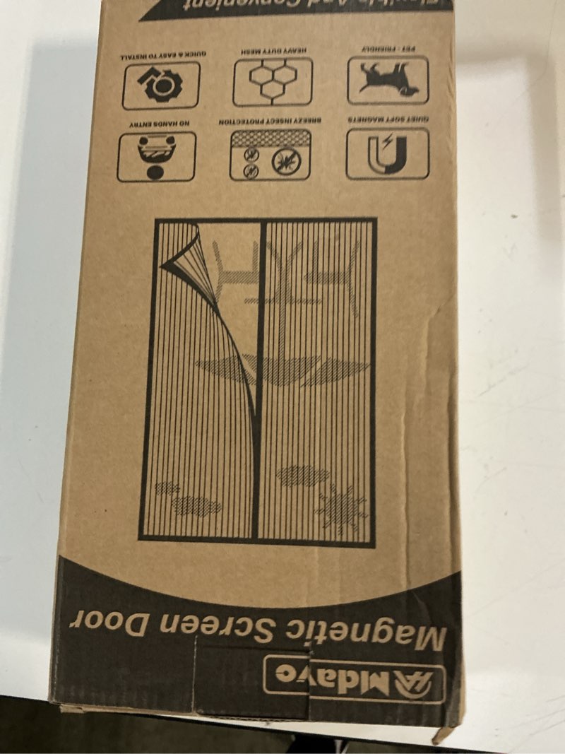 Condition photo showing New/Like New for magnetic screen door, keep bugs out, pet & kid friendly?works with front doors, sliding doors,fit door size 36 x 80 inches ?black fit door size 36 x 80 inch black