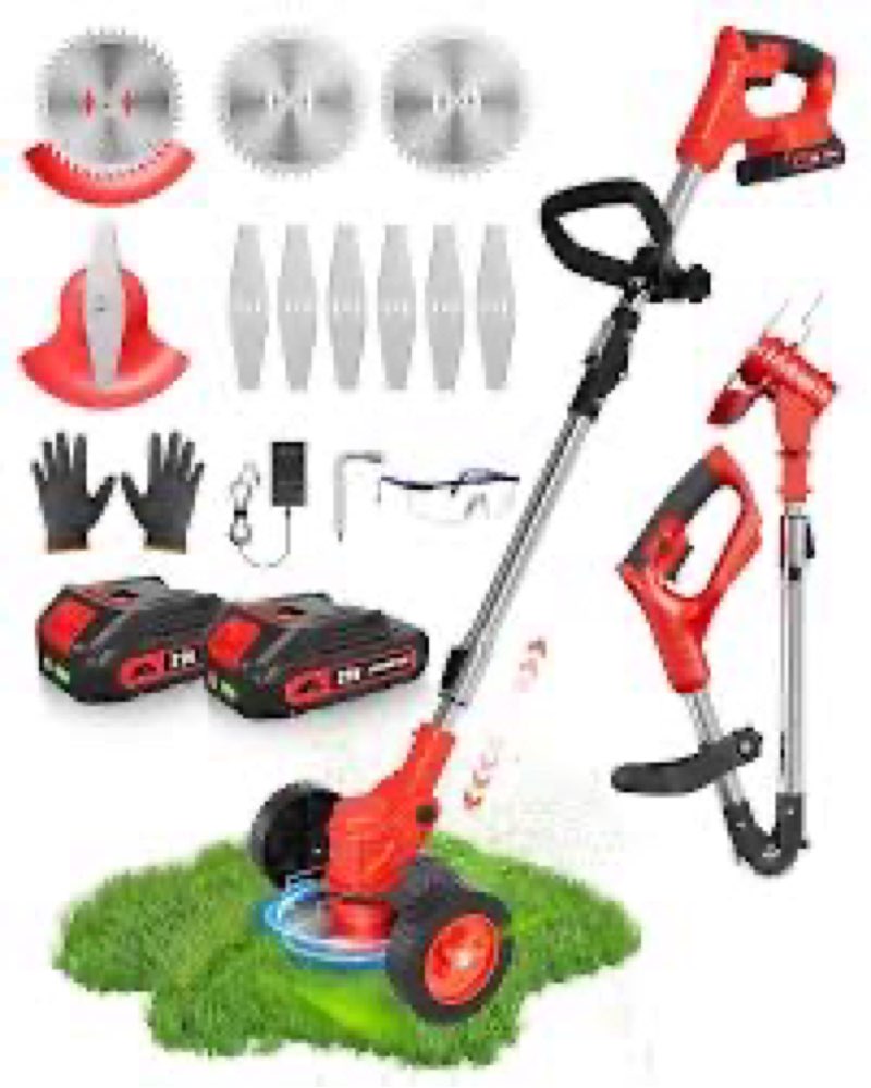 Electric Weed Wacker Eater Battery Powered, Cordless Weed Trimmer with 2 21V/2.0Ah Battery Operated 