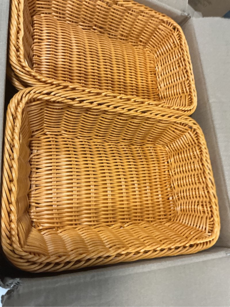 Condition photo showing Good Condition for lemonroad 12 pack wicker bread baskets bulk 15.8 inch and 11.8 inch rattan bread baskets woven poly wicker storage basket display trays serving basket for gifts food vegetables fruit snacks