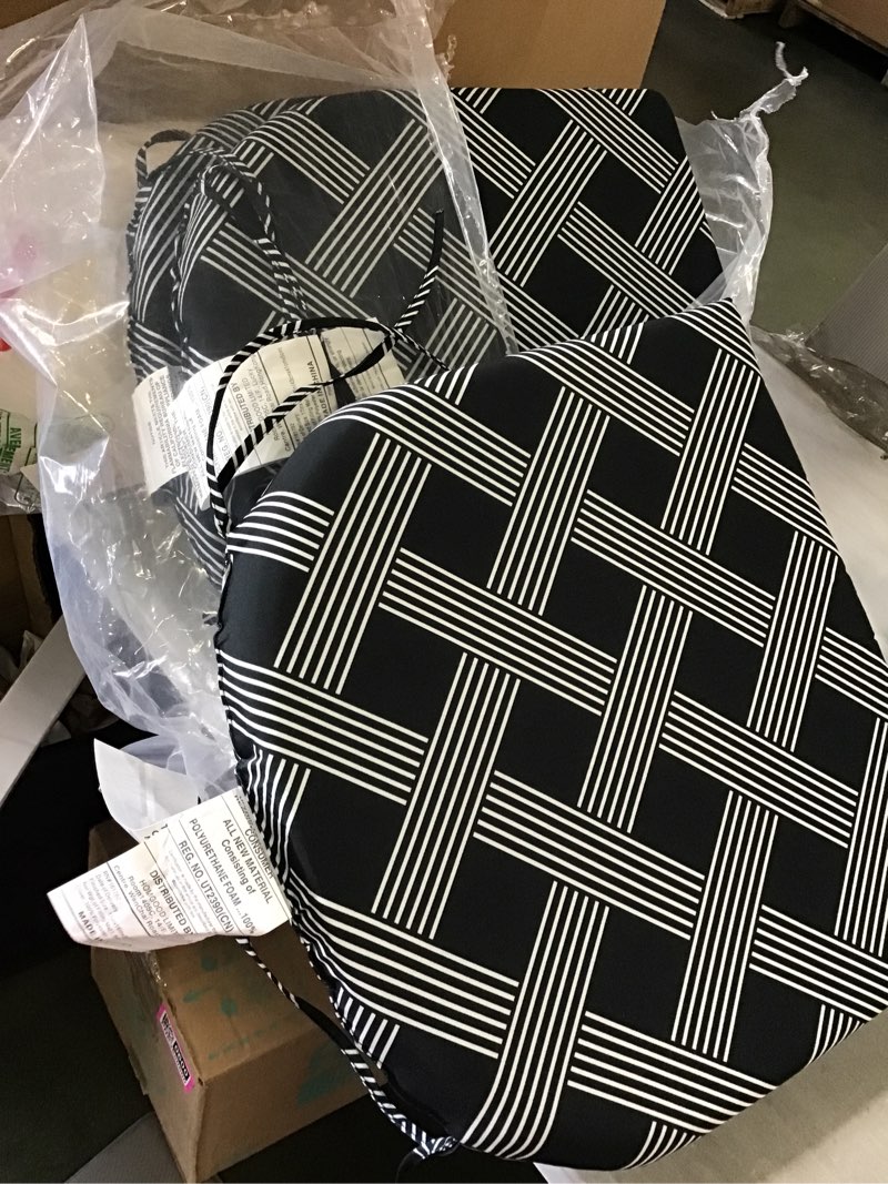 Outdoor Chair Cushions for Patio Furniture - Patio Chair Cushions Set of 3-Water Resistant Round Corner Outdoor Seat Cushions 17\"X16\"X2\", Black Geometry