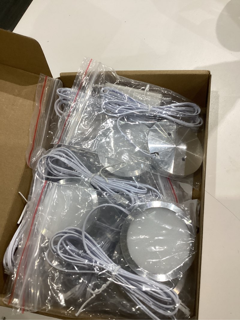 Condition photo showing New/Like New for Book Case Accent Lighting Kit, Under Mounted Cabinet LED Puck Lights, 110 Volt Electric Plugged in Adapter, Remote Dimmable, 6-Way Octopus Parallel Connection, 6 Lights, Warm White 6 Lights, 2700K Warm White