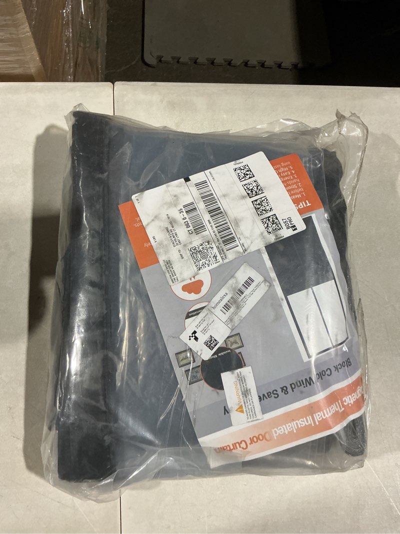 Condition photo showing Good Condition for Magnetic Thermal Insulated Door Curtain for 72"x 80" Doors, Visible Door Cover for Heat Insulation, Magnetic Closure Thick Draft Blocker Blanket for Doorway to Keep Warm in Winter Cool in Summer Fit for Door 72" x 80" Black + Clear