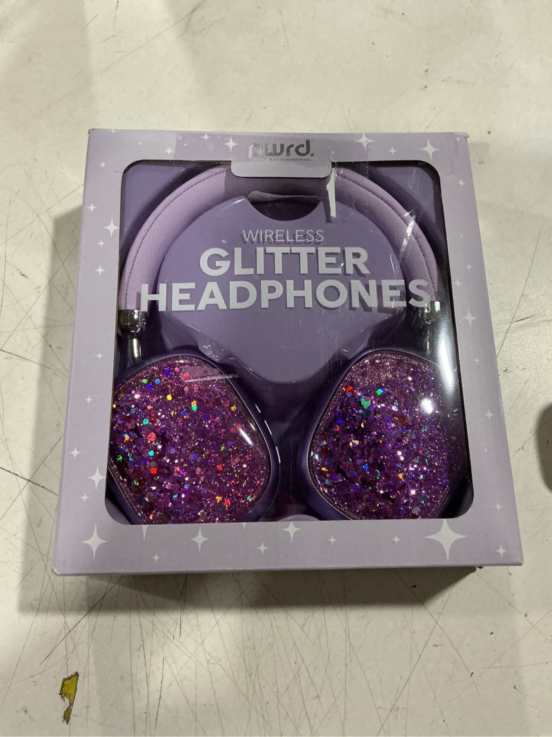 Condition photo showing Good Condition for pwrd purple liquid glitter wireless bluetooth headphones over ear with microphone