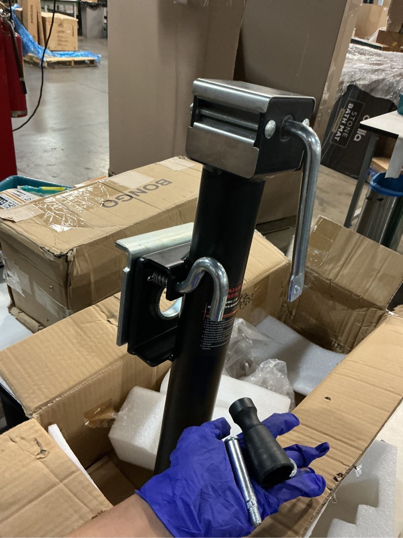 Condition photo showing As Is for 2500 lb swivel trailer jack heavy duty bolt-on jack w/ handle, 15" travel