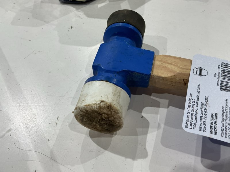 Condition photo showing As Is for kobalt 24 -oz rubber head wood handle rubber mallet