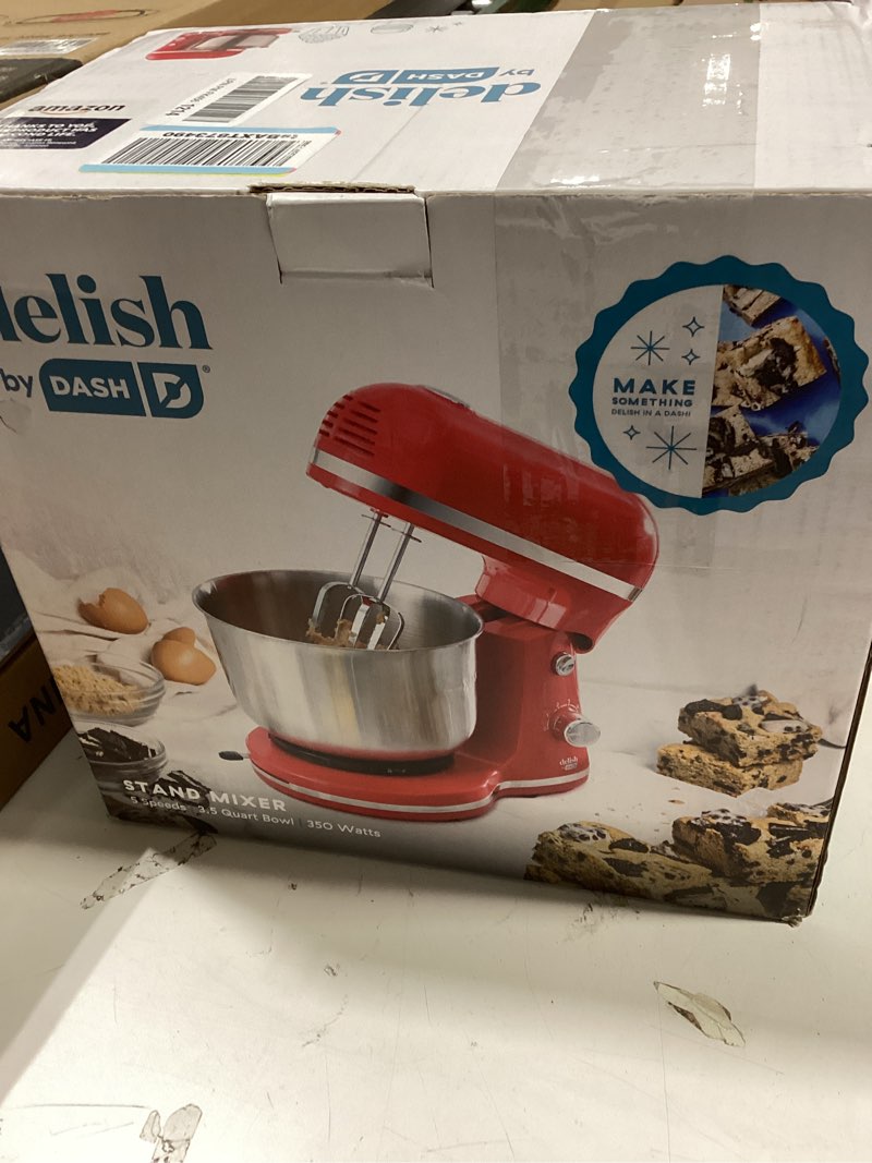 Condition photo showing Good Condition for DASH Delish by DASH Compact Stand Mixer, 3.5 Quart with Beaters & Dough Hooks Included - Red