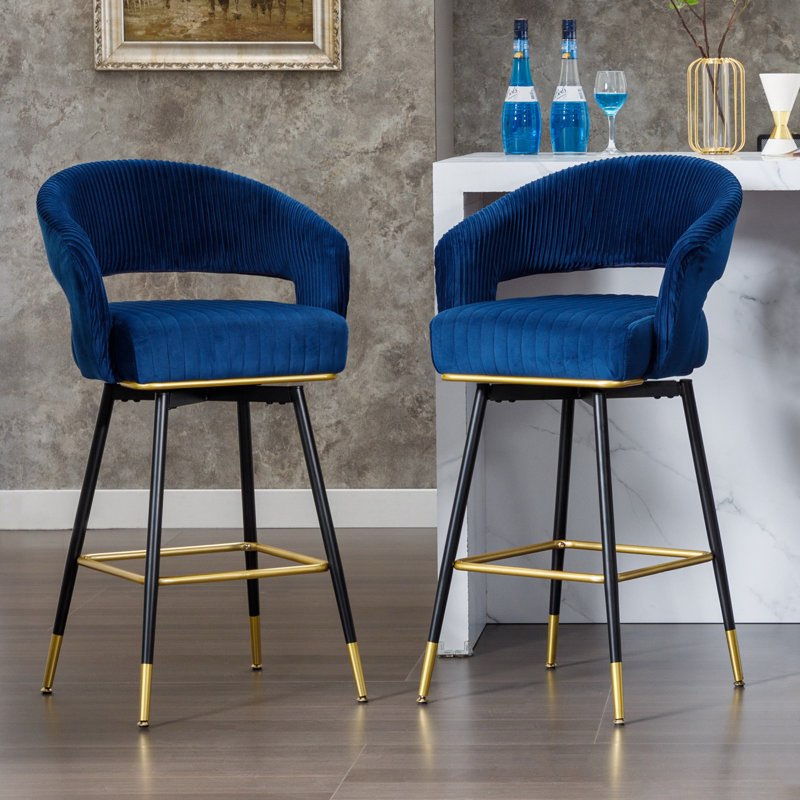roellig swivel upholstered bar stool with metal frame 2pcs 