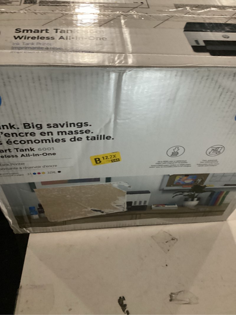 Condition photo showing New/Like New for HP Smart Tank 6001 Wireless All-in-One Ink Tank Printer, Scanner, Copier with 2 Years of Ink Included, Best-for-Home, Cartridge-Free Refillable, AI-Enabled (2H0B9A)