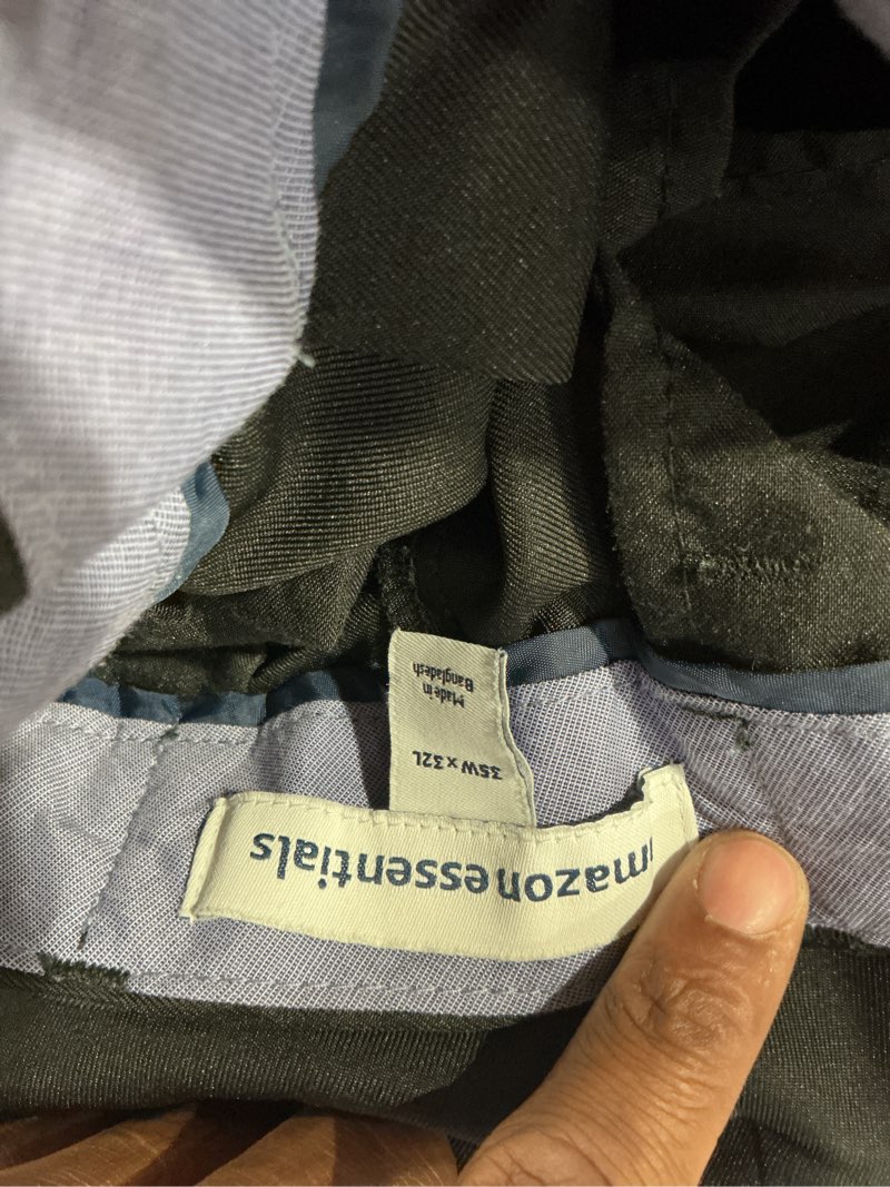 Condition photo showing Good Condition for amazon essentials men's classic-fit expandable-waist flat-front dress pants recycled polyester black 35w x 32l