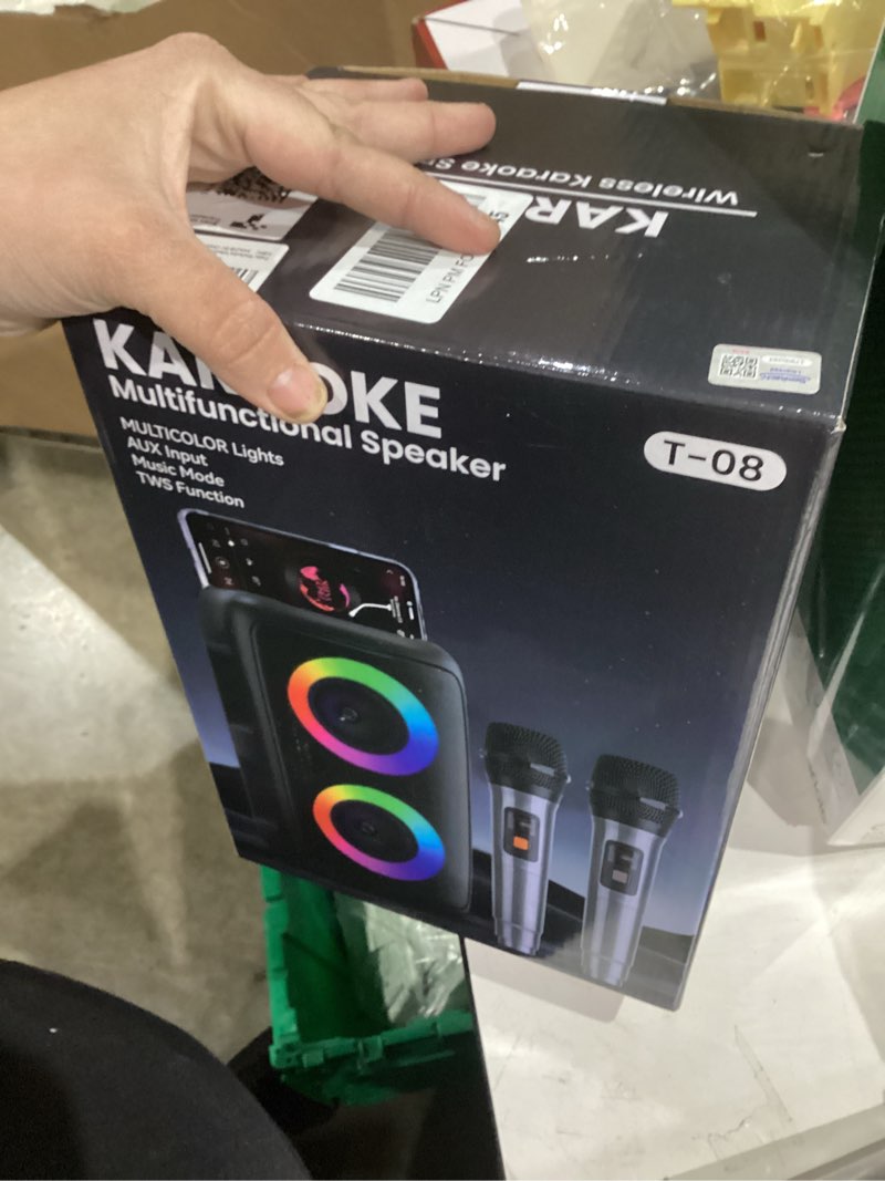 Condition photo showing New/Like New for Karaoke Machine, Portable Bluetooth Speaker with 2 Wireless Karaoke Microphones, Karaoke Machine for Adults Kids with PA System, Support TWS/TF/USB/AUX for Home Party Stage Monitors,Xmas Gifts (Black)