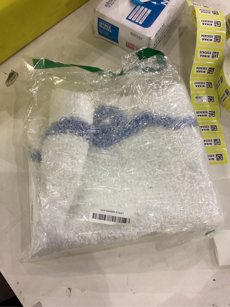 Condition photo showing New/Like New for TRUEDAYS Blue Scalloped Bath Mat - Cute Bow Bathroom Rugs Small Non Slip Bath Mat, Soft & Absorbent Bath Rugs for Bathroom Decor, Tub, Vanity Floor 20*31 Inches Blue Scalloped Bow