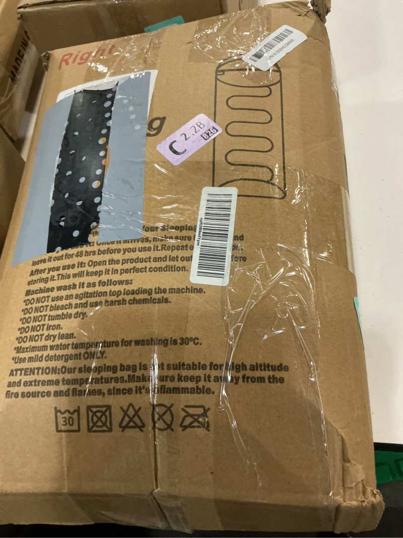 Condition photo showing Good Condition for bisinna sleeping bag with pillow - 4 season backpacking sleeping bag lightweight waterproof warm and washable for adults, kids, women, men's outdoors camping, hiking, mountaineering blue 86.6" x 31.5" right zipper