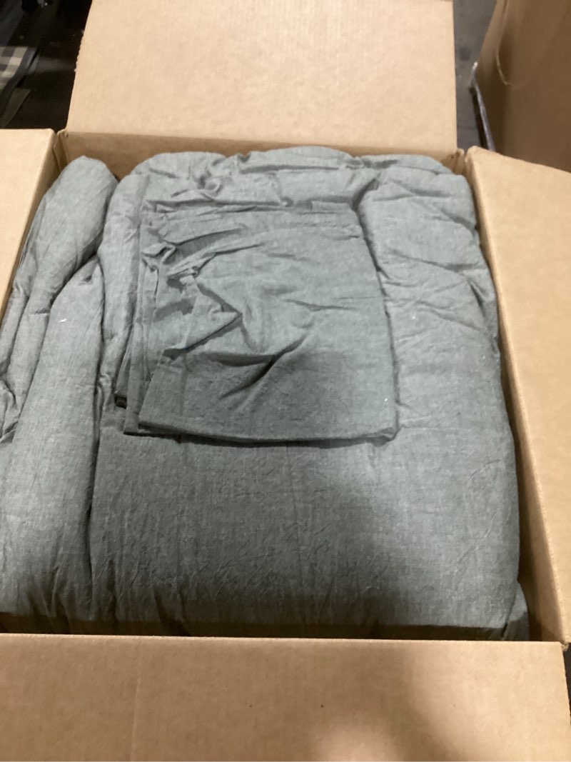 Condition photo showing Good Condition for Bedsure Comforter Set King Size - Cotton Fabric with Microfiber Inner Fill, Grayish Olive Green Soft Bed Set for All Seasons, 3 Pieces, 1 Comforter (104" x 90") and 2 Pillow Cases (20" x 36") 01 - Grayish Olive Green King