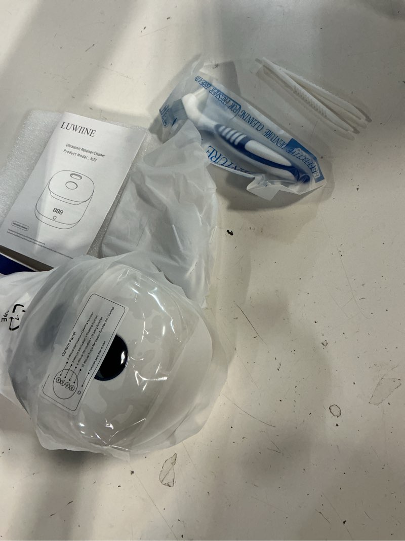 Condition photo showing Good Condition for ultrasonic retainer cleaner – 49khz denture cleaner for mouth guards, retainers, aligners, jewelry – 220ml stainless steel tank ultra sonic cleaning machine – white