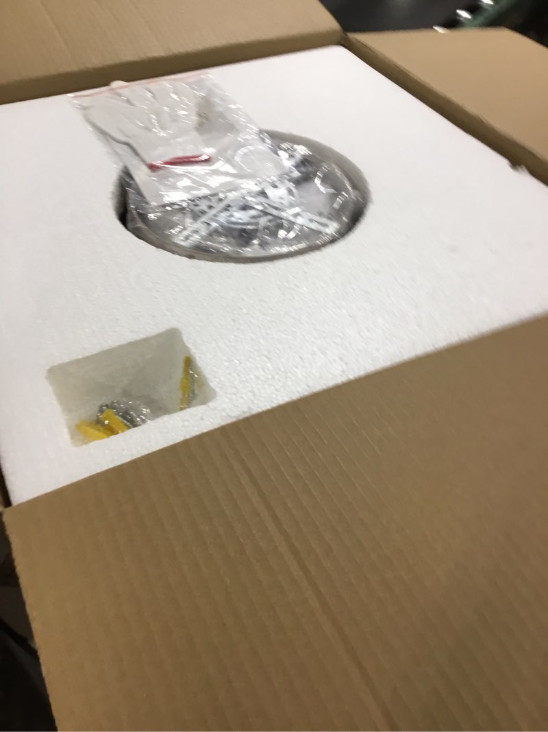 Condition photo showing Good Condition for 20'' Caged Ceiling Fan with Lights and Remote Control,Small Farmhouse Bladeless Low Profile Ceiling Fans Lights,Industrial Flush Mount Low Profile,Reversible Motor 6 Speeds for Bedroom,Living Room White