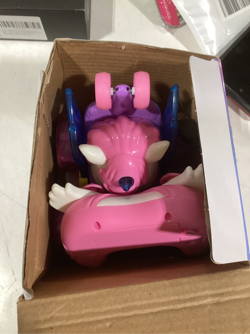 Condition photo showing Good Condition for Unicorn RC Cars for Girl Toys with Glowling Crystal Wings &Eyes Lights,360°Rotation Remote Control Car Unicorn Stunt Car,Indoor Outdoor Toys Stocking Stuffers Gifts for 3 4 5 6 7 8 9+Year Old Girls