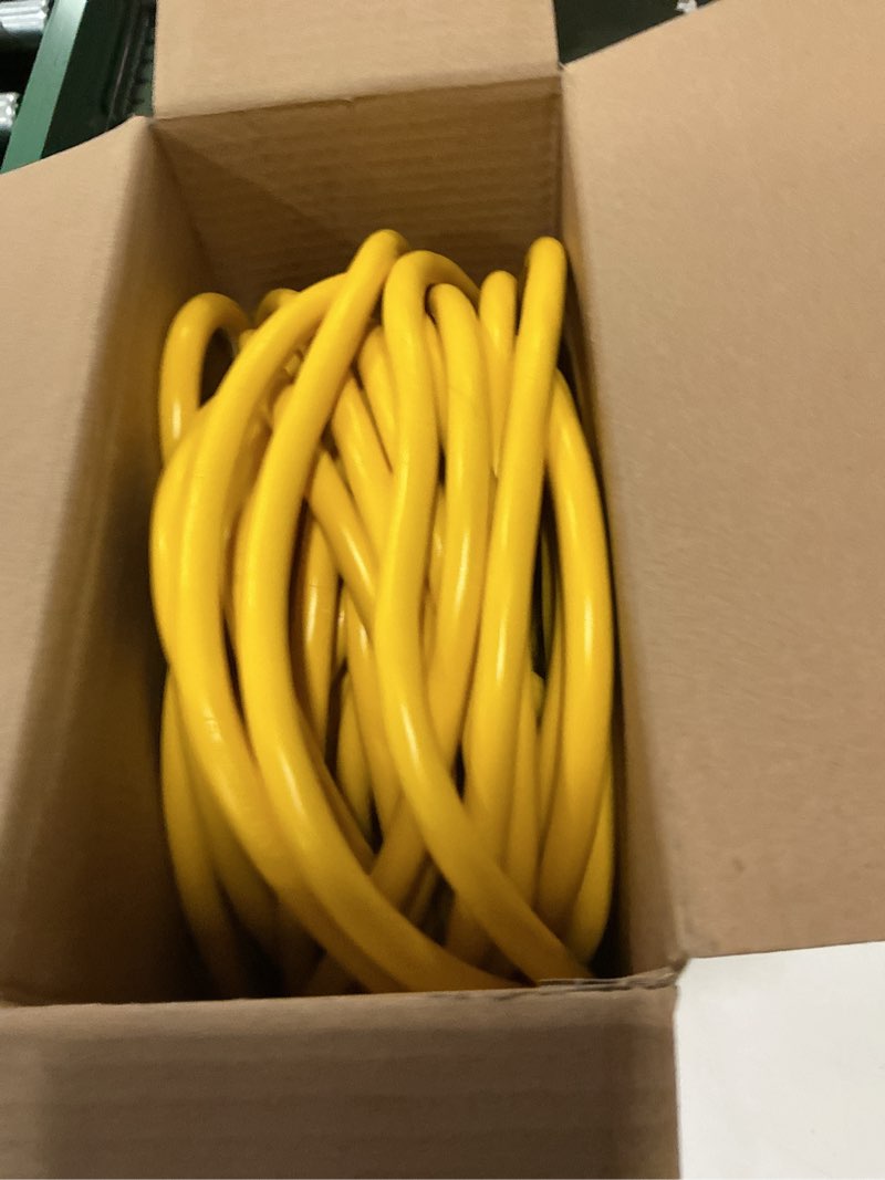 Condition photo showing As Is for Utilitech Pro 100ft 12/3 SJTW Hi-Vis Orange Outdoor Extension Cord w/Power Light Indicator