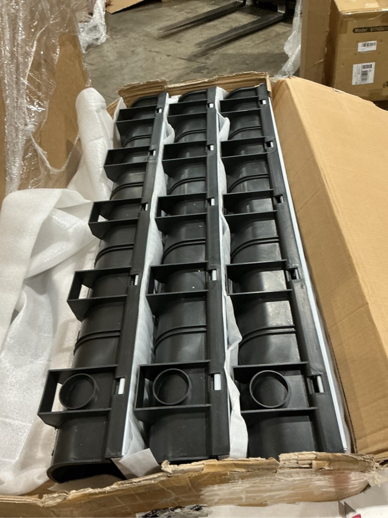 Condition photo showing Good Condition for vevor 3-pack trench drainage system, 5.9 x 5.1 inch metal grate channel drain, hdpe drainage trench, 3 x 39 inch black plastic garage floor waterway