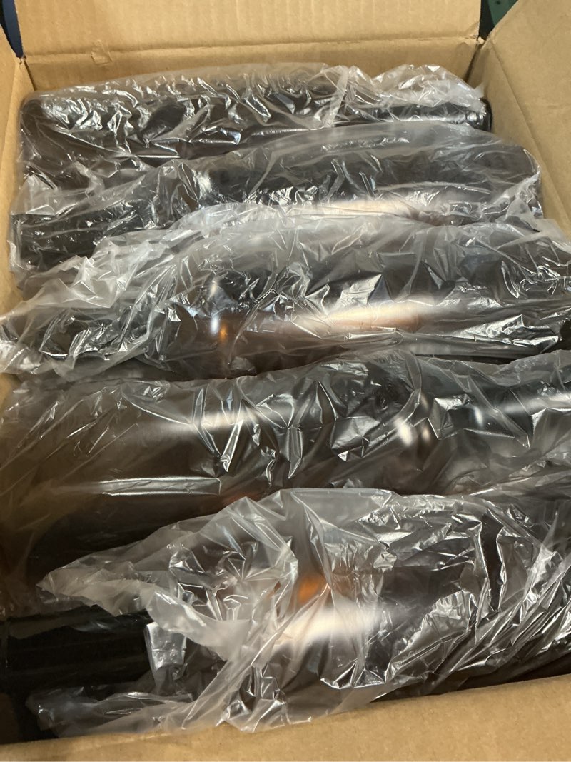 Condition photo showing New/Like New for 20 pack 750 ml amber empty wine bottles with caps bulk plastic champagne wine bottle bordeaux-style long neck liquor coquito bottles with screw and seals for drinking brown black cap