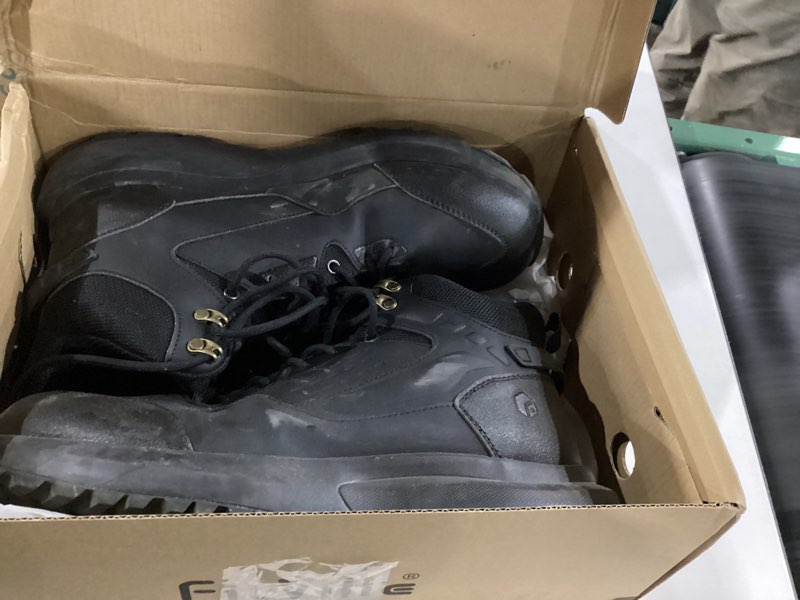 Condition photo showing As Is for FitVille Wide Mens Boots All-Terrain Non-Slip Men's Hiking Boots Mid Height Outdoor Trekking Camping Shoes for Men, Durable Upper, Comfortable & Shock-Absorbing 11.5 X-Wide Black