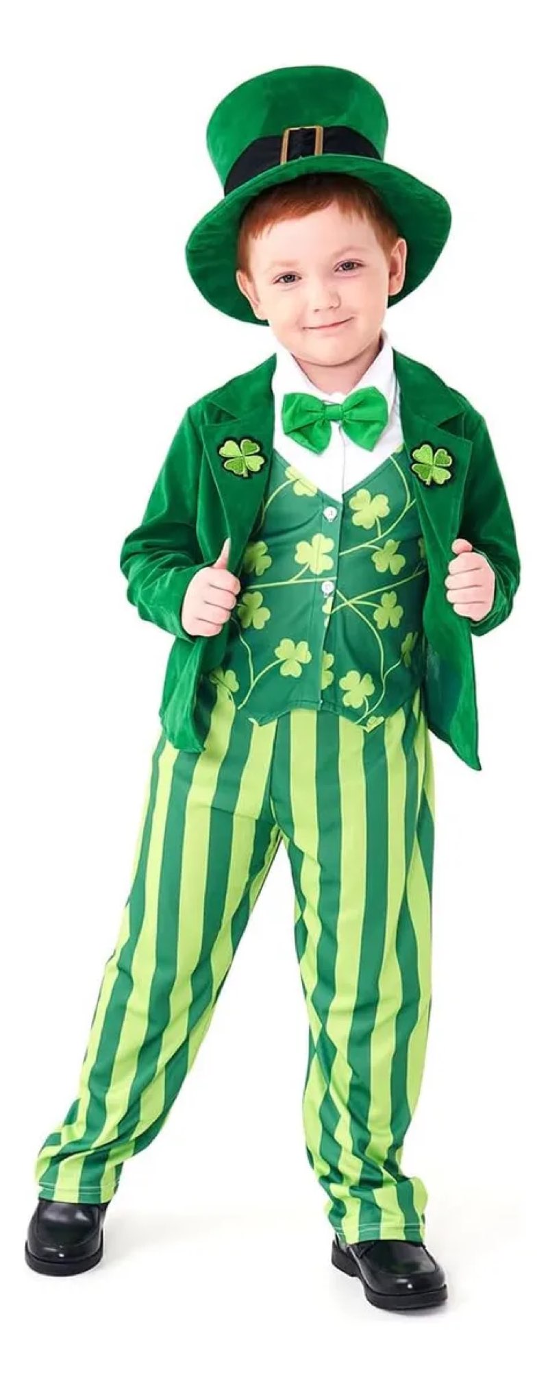Kids Boys St. Patrick's Day Leprechaun Costume Irish Green Outfit with Lucky Hat
