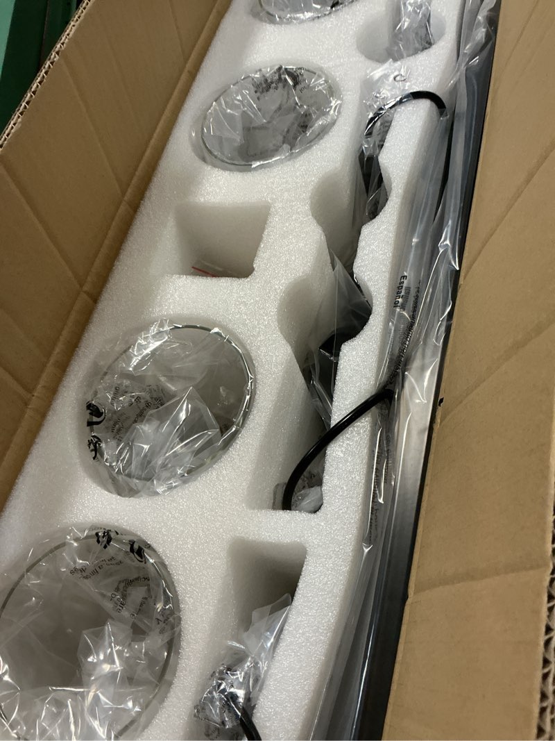 Condition photo showing New/Like New for Black Bathroom Light Fixture, 5 Light Matte Black Vanity Light, 35.4" Modern Bathroom Lighting Fixtures Over Mirror, with Clear Glass Shade, Vanity Lights for Bathroom Bedroom Hallway Black 5-Light