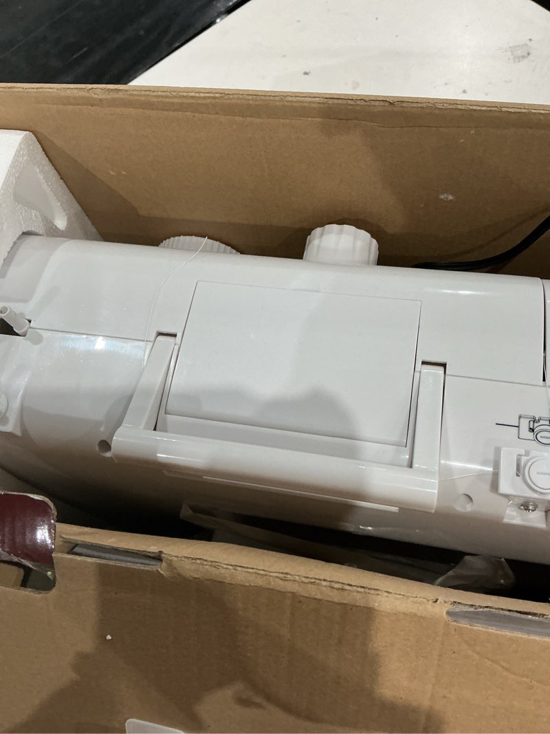 Condition photo showing As Is for (used)multifunction sewing machines, strong motor with enhanced piercing power, 59 stitch applications, full metal frame, strong & tough, with foot pedal, storage drawer, accessory kit