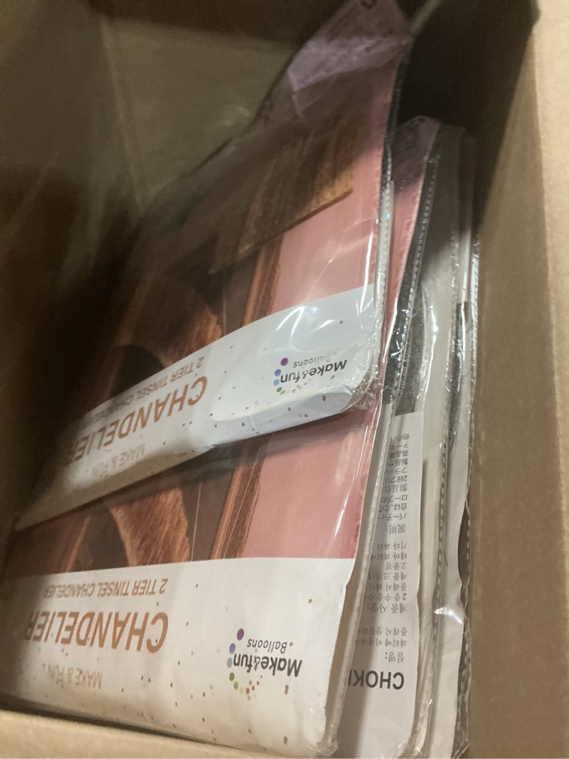 Condition photo showing New/Like New for 4 Pcs 2 Tier Fringe Tinsel Chandelier Iridescent Foil Party Disco Ball Decor Chandelier Decoration Metallic Foil Shimmering Bachelorette Party Decor Photo Booth Supplies (Silver) Silver 4