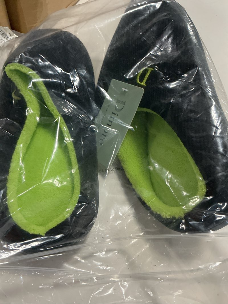 Condition photo showing Good Condition for men's slippers - comfort cotton knit memory foam slippers light weight terry cloth house shoes anti-skid rubber sole