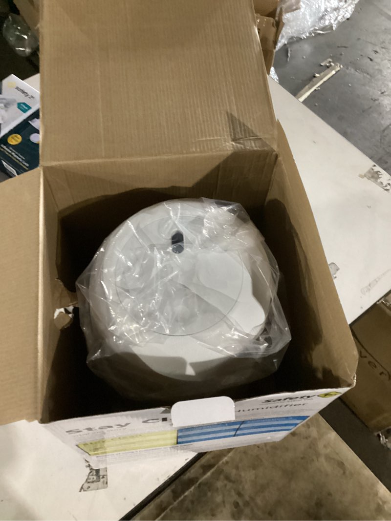 Condition photo showing Good Condition for safety 1st stay clean humidifier, ultrasonic mist, one gallon easy to fill tank, led light, and filter free