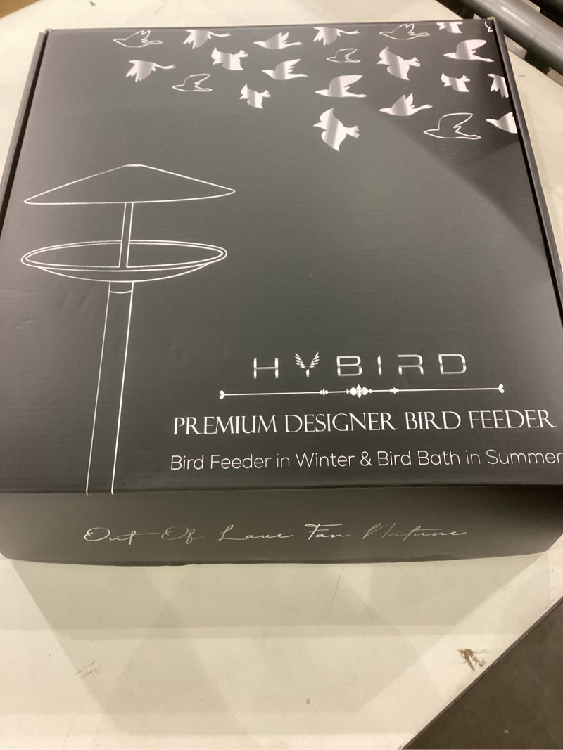 HYBIRD Bird Feeder and BirdBath Combo with Stand – Rust Proof Stainless Steel Metal Bird Feeder with