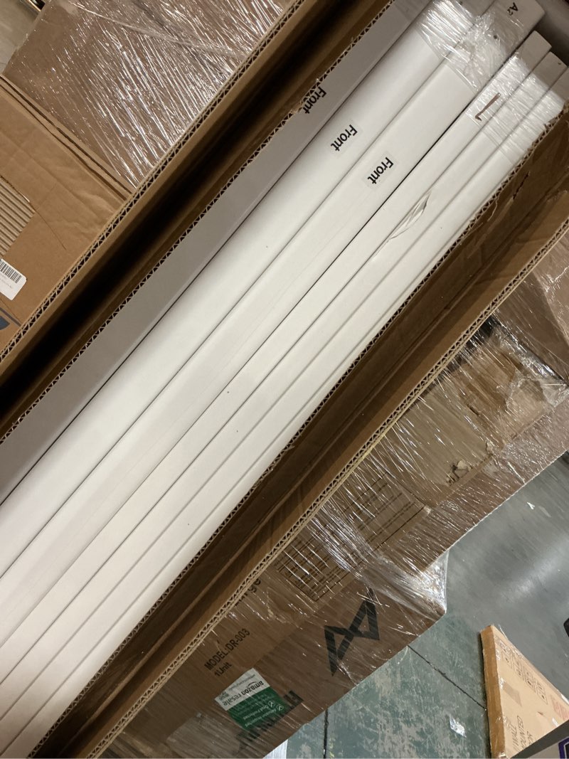 Condition photo showing As Is for air conditioner fence trash can fence 36"w x 45"h pool equipment enclosure vinyl privacy fence outdoor no dig privacy fence 2 panels with metal stake, white 36"w x 45"h vertical