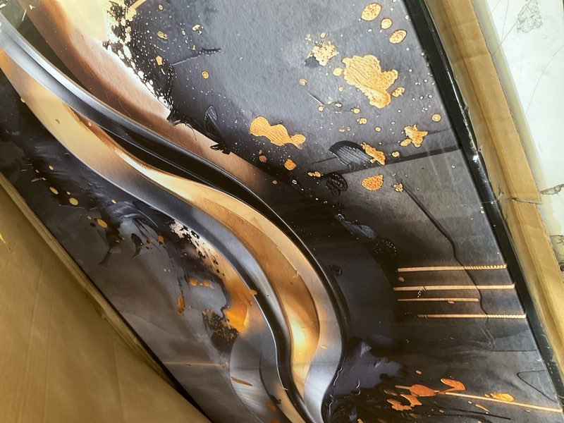 Condition photo showing Good Condition for elegant black and gold wall art 29" x 59" canvas for office decor living room stylish large artwork for modern art pictures 59"l x 29"w gold