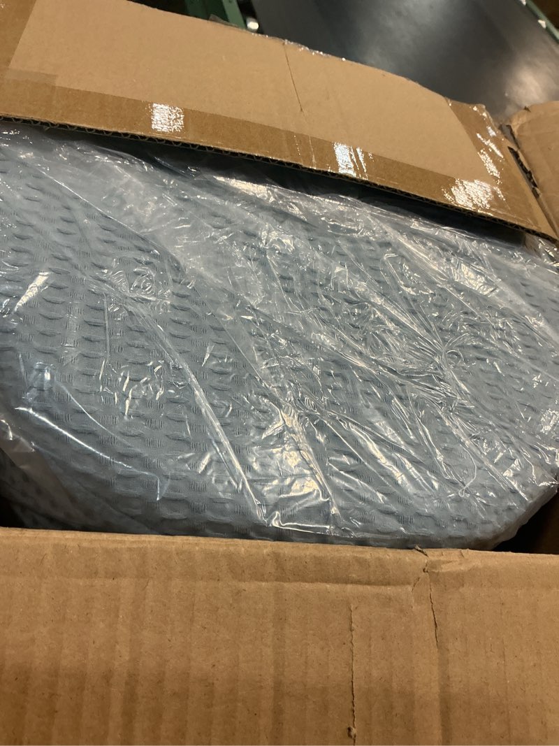 Condition photo showing New/Like New for levtex home cloud waffle king/cal king comforter set (106x94in) with 2 pillow shams (36x20in) - solid waffle cotton texture - chambray - 100% cotton king size comforter set - soft, pre-washed king/cal king comforter chambray