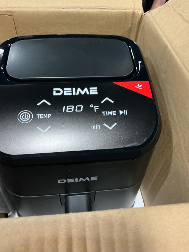 Condition photo showing Good Condition for deime air fryer, small digital 3 qt airfryer space saving compact, bake, reheat, roasts for quick easy meals, mini compact & quiet, nonstick & dishwasher safe basket (black) black-3qt