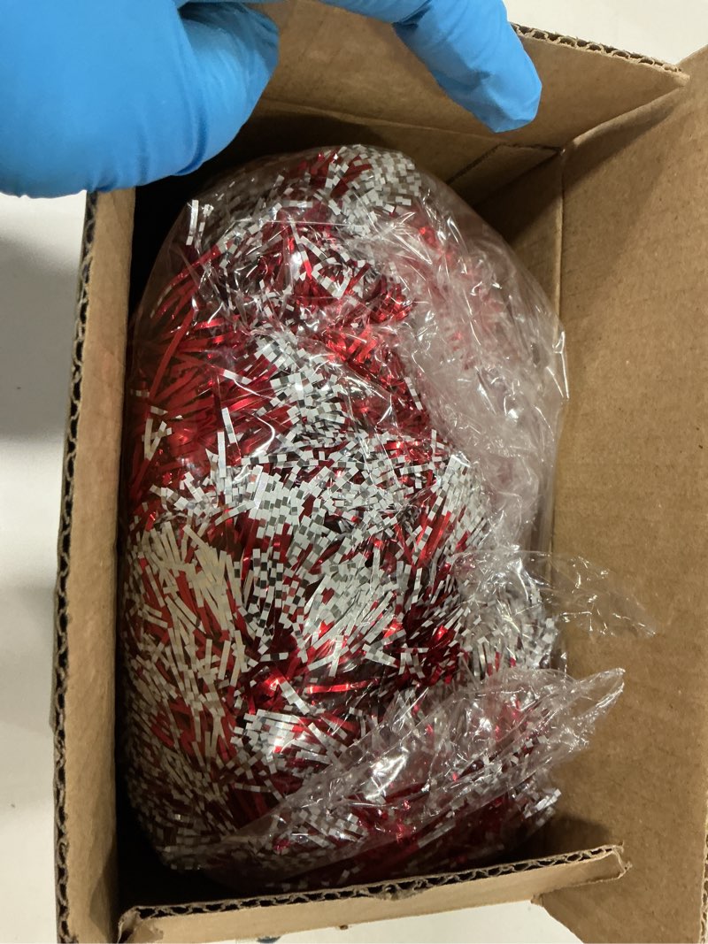 Condition photo showing New/Like New for 50 Ft Christmas Tree Frost Tip Glitter Tinsel Garland Snowy Metallic Hoilday Streamers Christmas Tree Wreath Shiny Decoration for Xmas Party Indoor Outdoor Home Hanging Decor (Red)